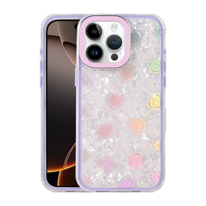 BFS Apple iPhone 15 Pro Max Lumi Desenli Kapak - Mor