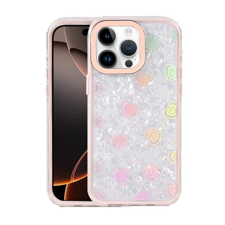 BFS Apple iPhone 15 Pro Max Lumi Desenli Kapak - Pembe