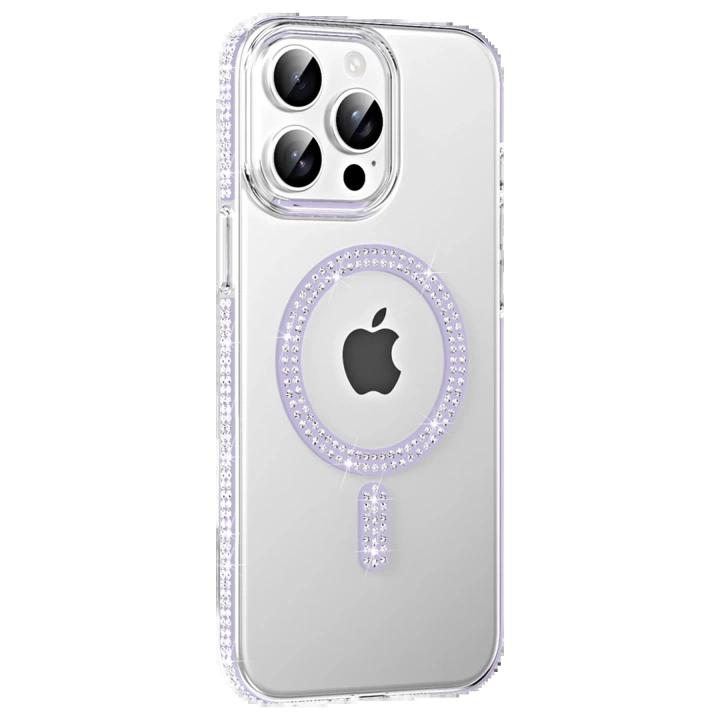 BFS  Apple iPhone 15 Pro Max Move Taşlı Magsafe Kapak - Lila