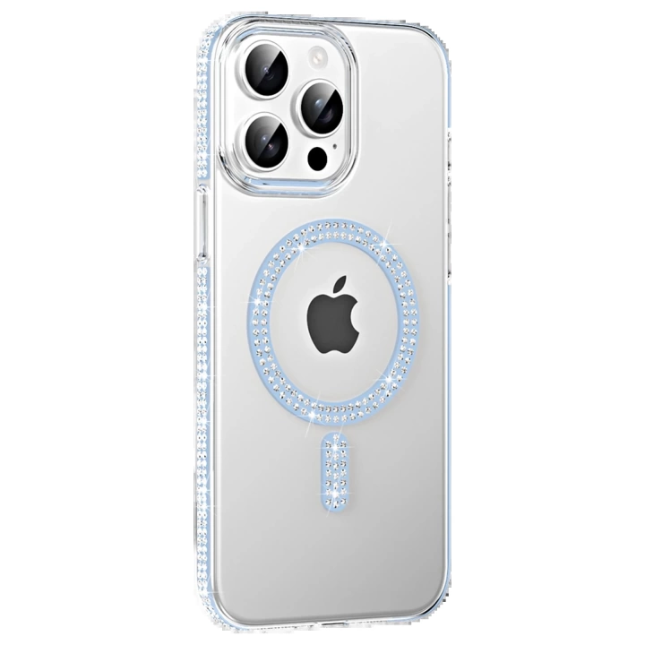BFS  Apple iPhone 15 Pro Max Move Taşlı Magsafe Kapak - Mavi