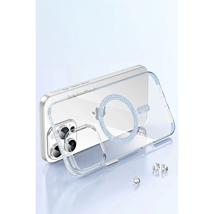 BFS  Apple iPhone 15 Pro Max Move Taşlı Magsafe Kapak - Mavi