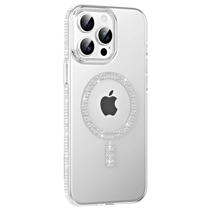 BFS  Apple iPhone 15 Pro Max Move Taşlı Magsafe Kapak - Natural Grey