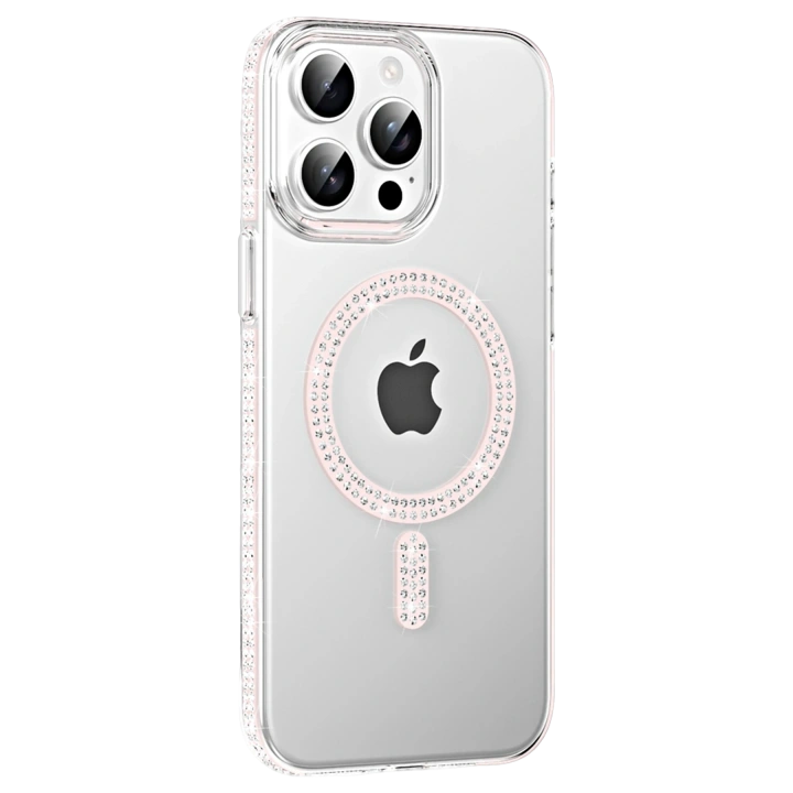 BFS  Apple iPhone 15 Pro Move Taşlı Magsafe Kapak - Gümüş