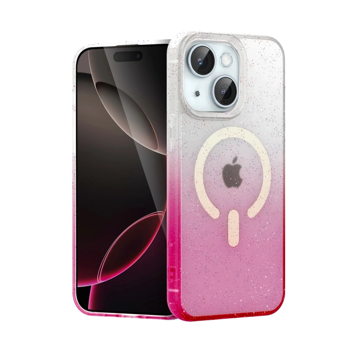 BFS  Apple iPhone 15 Pummel Shiny Magsafe Kapak - Pembe