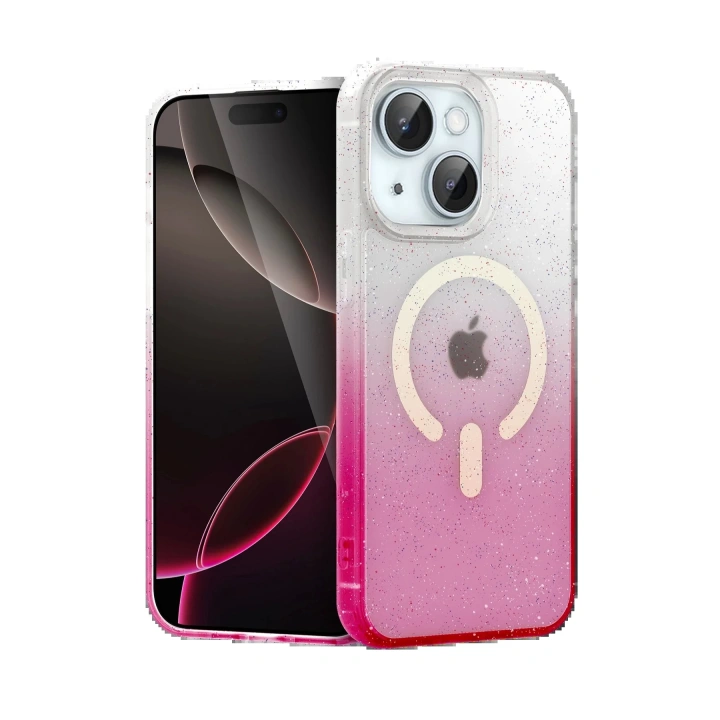 BFS Apple iPhone 15 Pummel Shiny Magsafe Kapak - Pembe