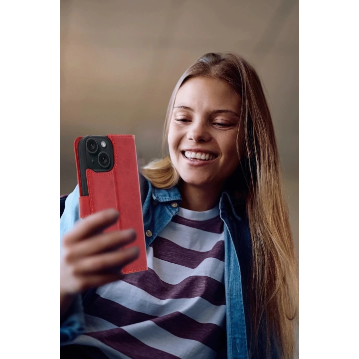 BFS  Apple iPhone 15 Trend S Plus Kapaklı Kılıf - Kırmızı