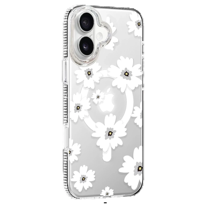BFS  Apple iPhone 16 Floral Magsafe Kapak - Beyaz