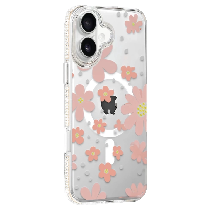 BFS  Apple iPhone 16 Floral Magsafe Kapak - Pembe