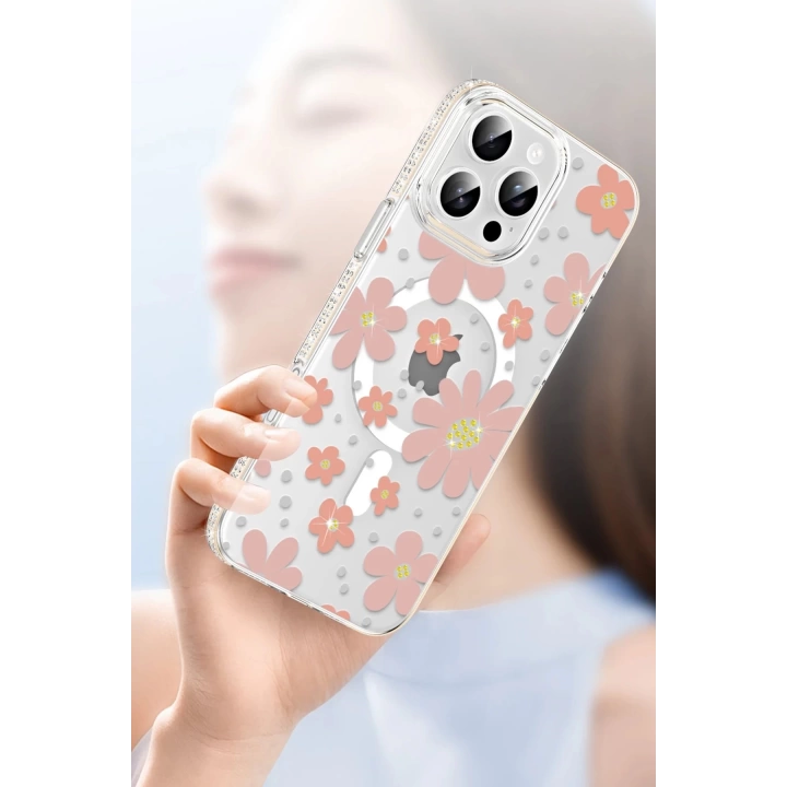 BFS  Apple iPhone 16 Floral Magsafe Kapak - Sarı