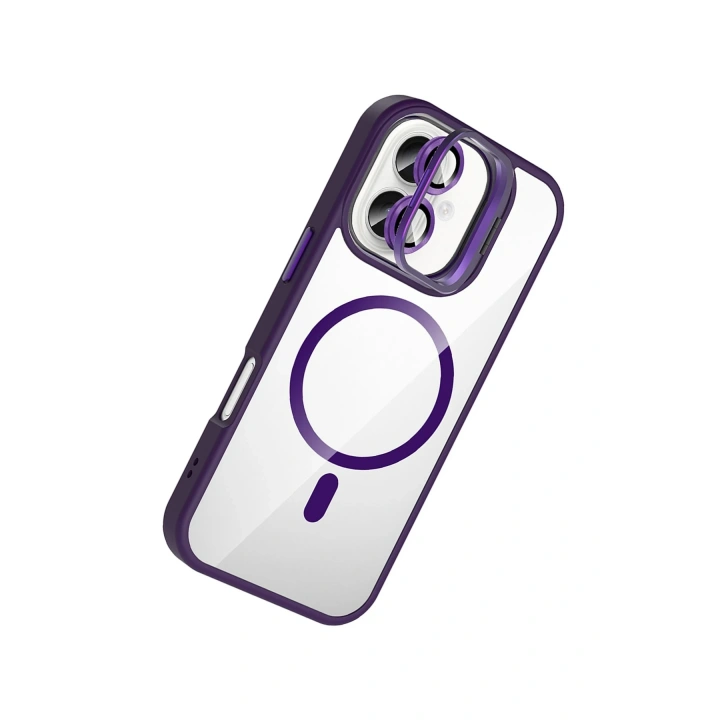 BFS  Apple iPhone 16 Plus Remim Lensli Magsafe Standlı Kapak - Derin Mor