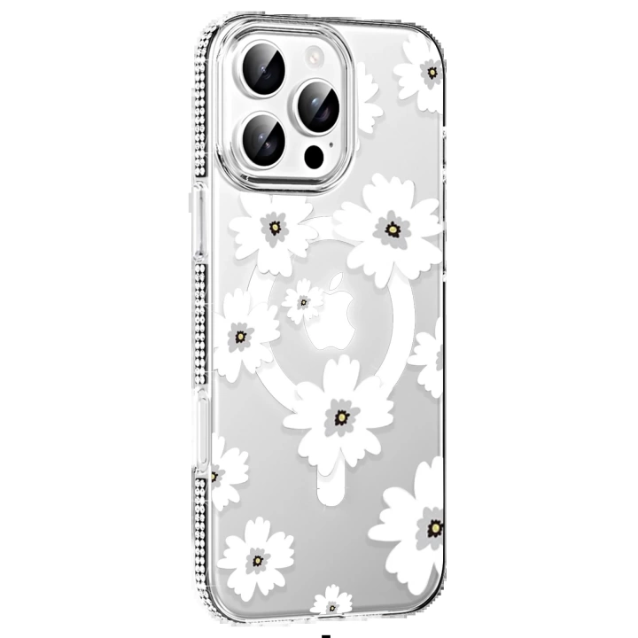 BFS  Apple iPhone 16 Pro Max Floral Magsafe Kapak - Beyaz