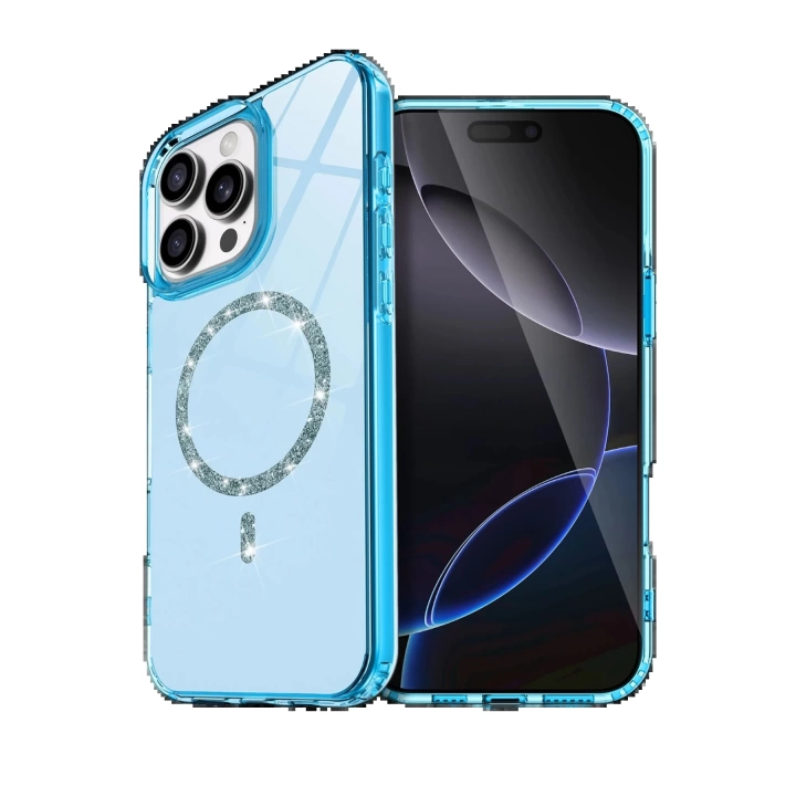 BFS Apple iPhone 16 Pro Max Live Diamond Magsafe Kapak - Mavi