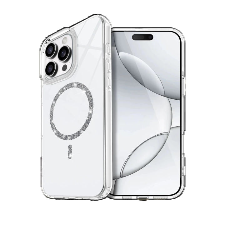 BFS Apple iPhone 16 Pro Max Live Diamond Magsafe Kapak - Şeffaf