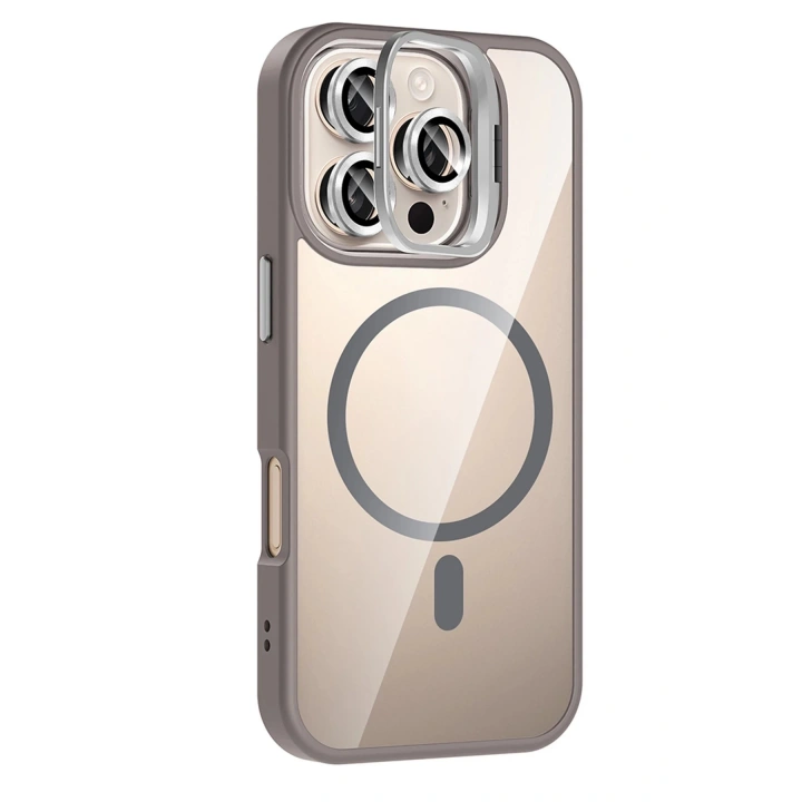 BFS Apple iPhone 16 Pro Max Remim Lensli Magsafe Standlı Kapak - Titan Gri