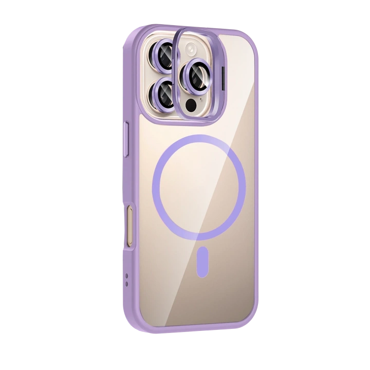 BFS  Apple iPhone 16 Pro Remim Lensli Magsafe Standlı Kapak - Lila