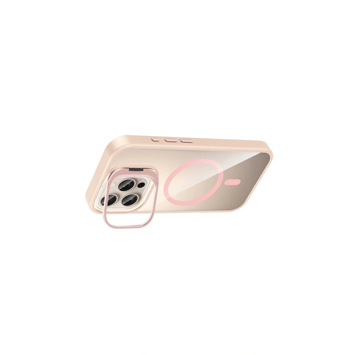 BFS Apple iPhone 16 Pro Remim Lensli Magsafe Standlı Kapak - Pembe