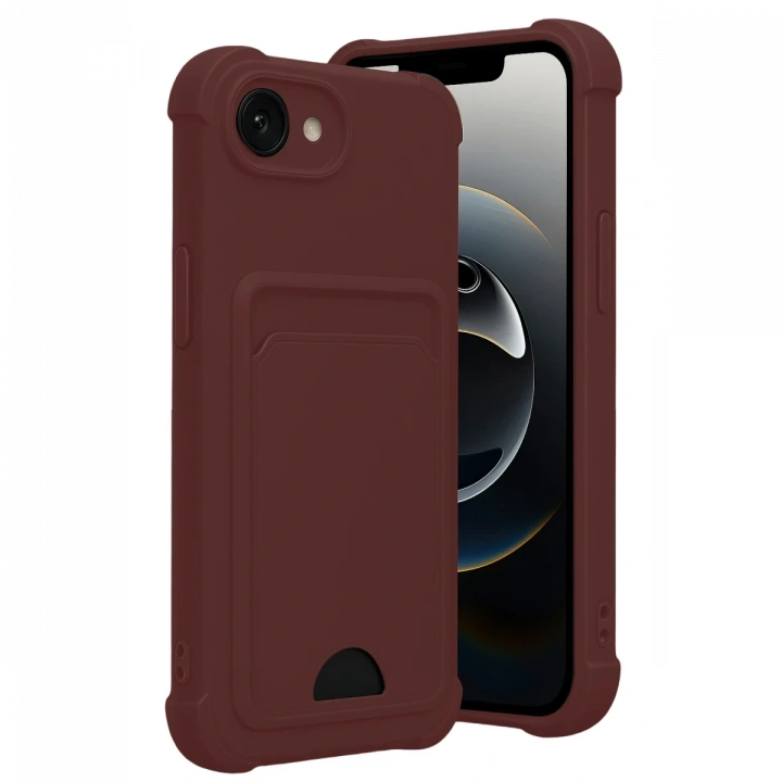 BFS  Apple iPhone 16E Kelvin Kartvizitli Silikon - Bordo