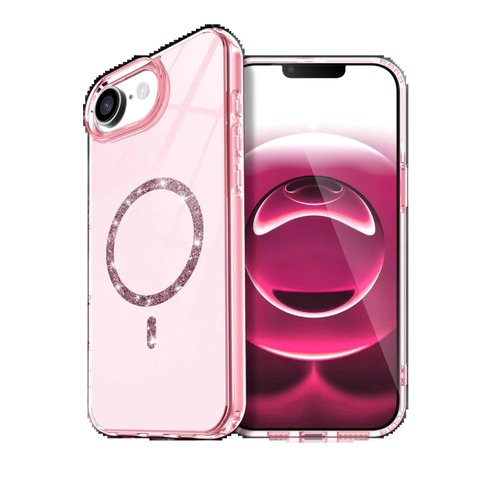 BFS Apple iPhone 16E Live Diamond Magsafe Kapak - Pembe