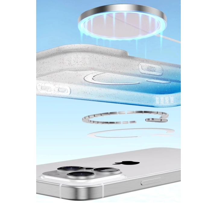 BFS Apple iPhone 16E Pummel Shiny Magsafe Kapak - Mavi