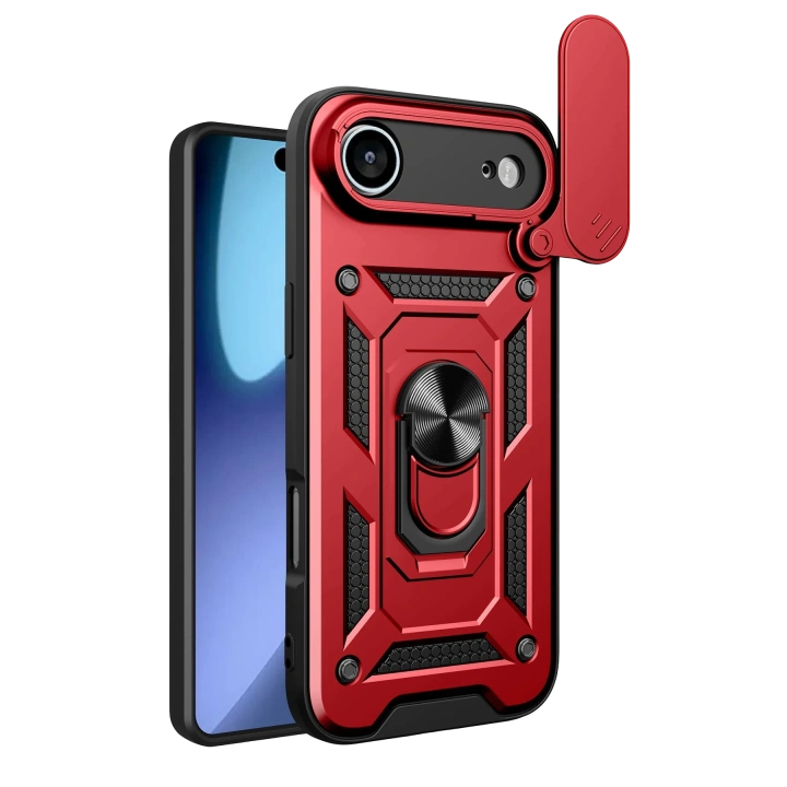 BFS  Apple iPhone 17 Air Pars Lens Yüzüklü Silikon - Kırmızı