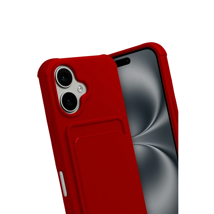 BFS  Apple iPhone 17 Kelvin Kartvizitli Silikon - Kırmızı