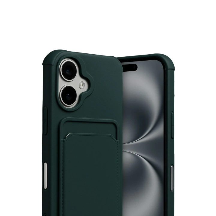 BFS  Apple iPhone 17 Kelvin Kartvizitli Silikon - Koyu Yeşil