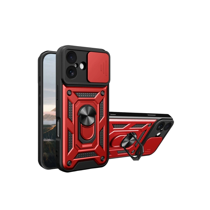 BFS  Apple iPhone 17 Pars Lens Yüzüklü Silikon - Kırmızı