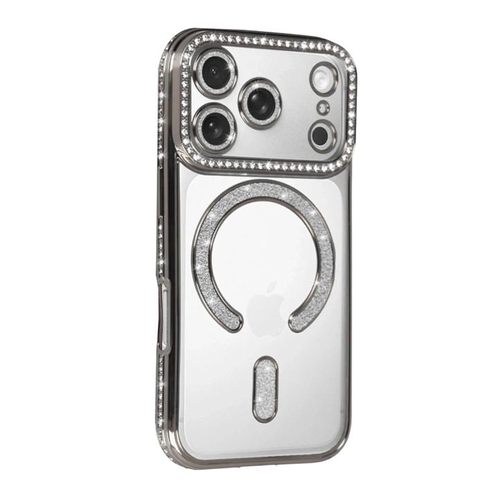 BFS  Apple iPhone 17 Pro Joke Simli Magneticsafe Kılıf - Gümüş