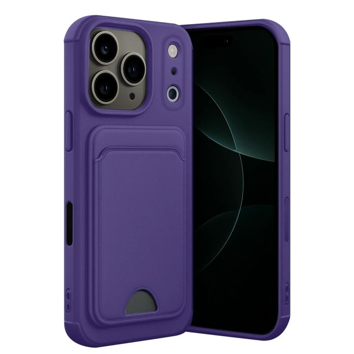 BFS  Apple iPhone 17 Pro Kelvin Kartvizitli Silikon - Derin Mor