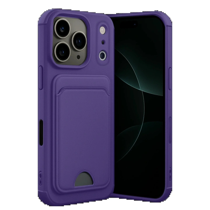 BFS Apple iPhone 17 Pro Kelvin Kartvizitli Silikon - Derin Mor