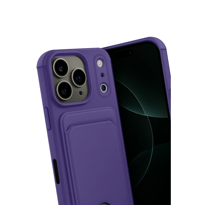 BFS  Apple iPhone 17 Pro Kelvin Kartvizitli Silikon - Derin Mor