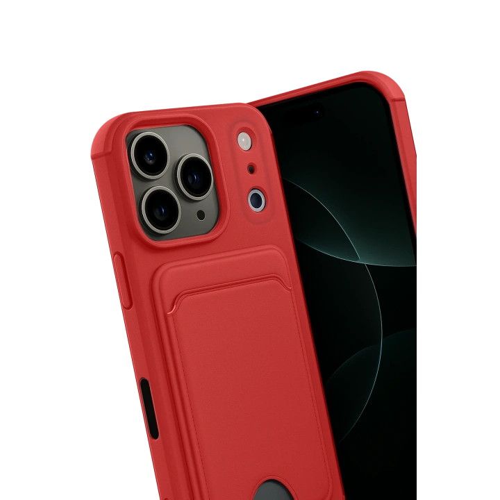 BFS  Apple iPhone 17 Pro Kelvin Kartvizitli Silikon - Kırmızı