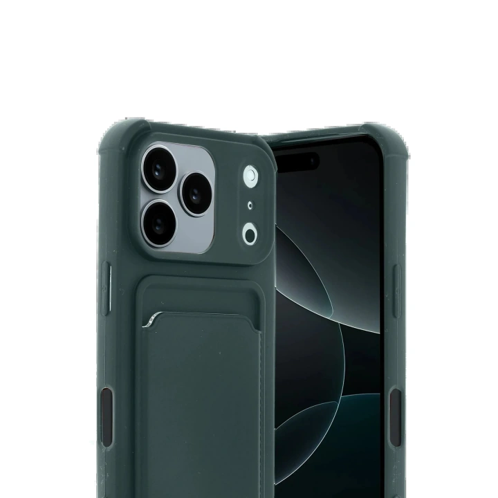 BFS Apple iPhone 17 Pro Kelvin Kartvizitli Silikon - Koyu Yeşil