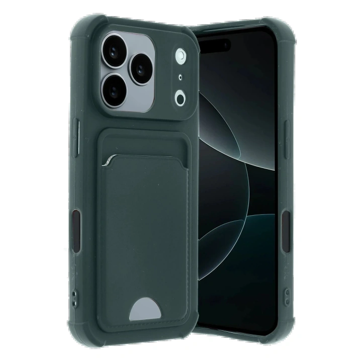 BFS Apple iPhone 17 Pro Kelvin Kartvizitli Silikon - Koyu Yeşil