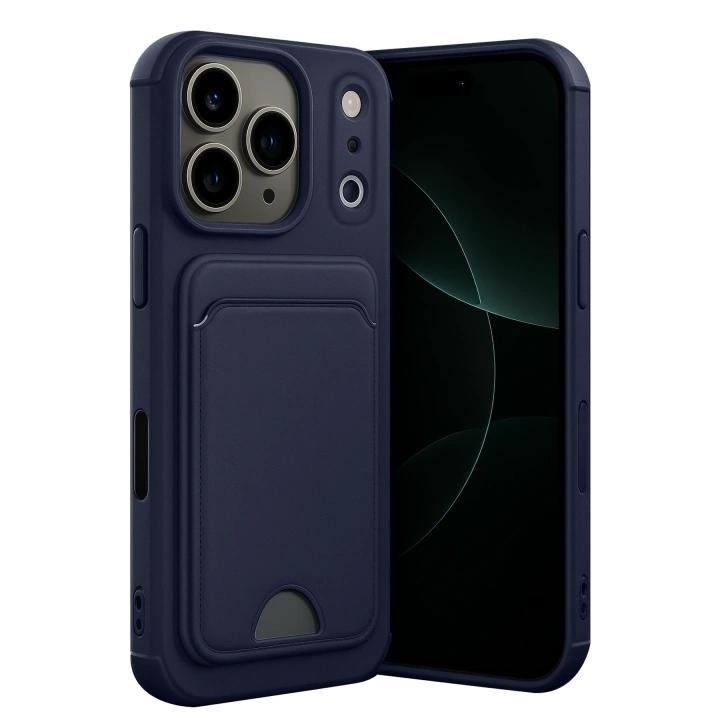 BFS  Apple iPhone 17 Pro Kelvin Kartvizitli Silikon - Lacivert