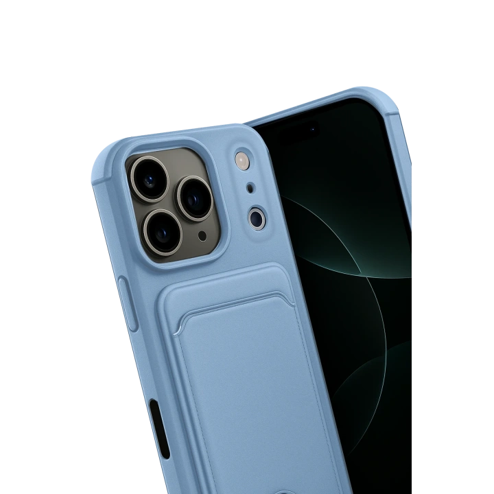 BFS  Apple iPhone 17 Pro Kelvin Kartvizitli Silikon - Mavi