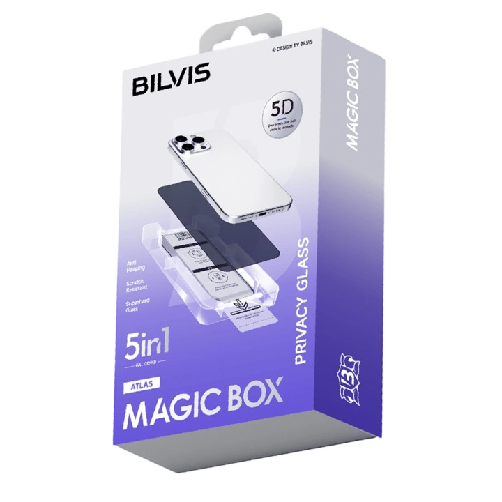 BFS  Apple iPhone 17 Pro Max Bilvis 5in1 5D Magic Hayalet Cam Ekran Koruyucu - Siyah