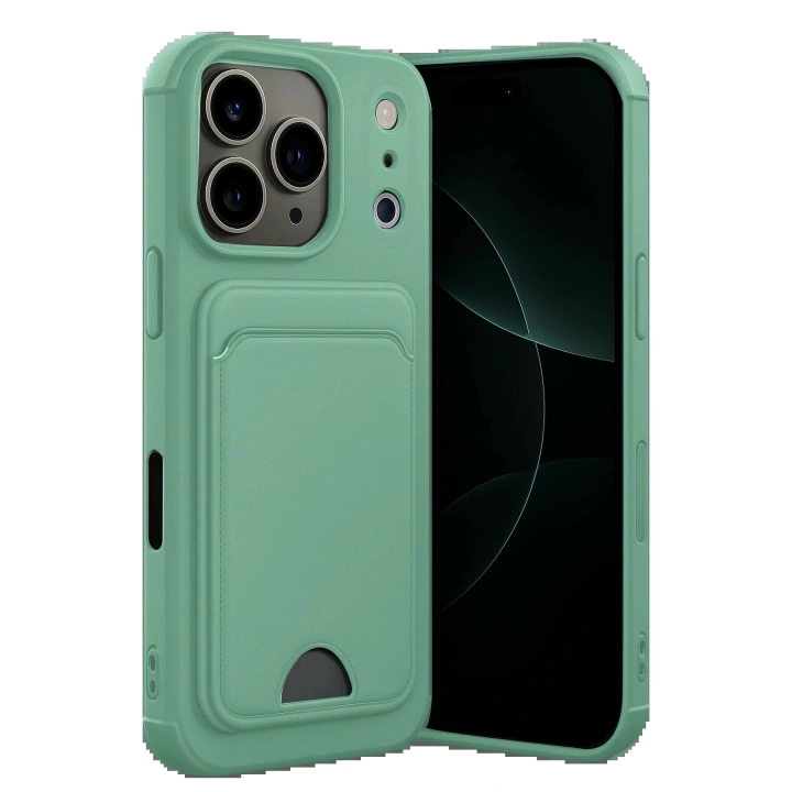BFS Apple iPhone 17 Pro Max Kelvin Kartvizitli Silikon - Açık Yeşil