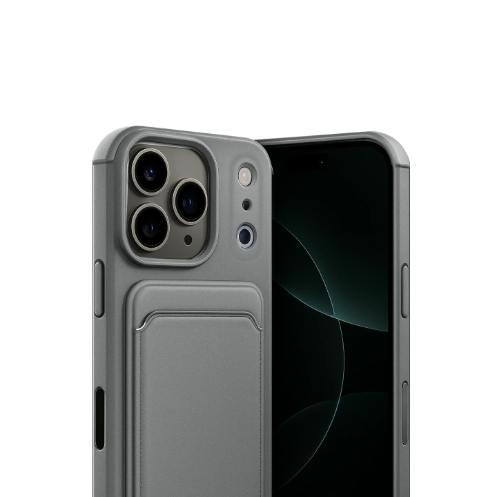 BFS  Apple iPhone 17 Pro Max Kelvin Kartvizitli Silikon - Gri