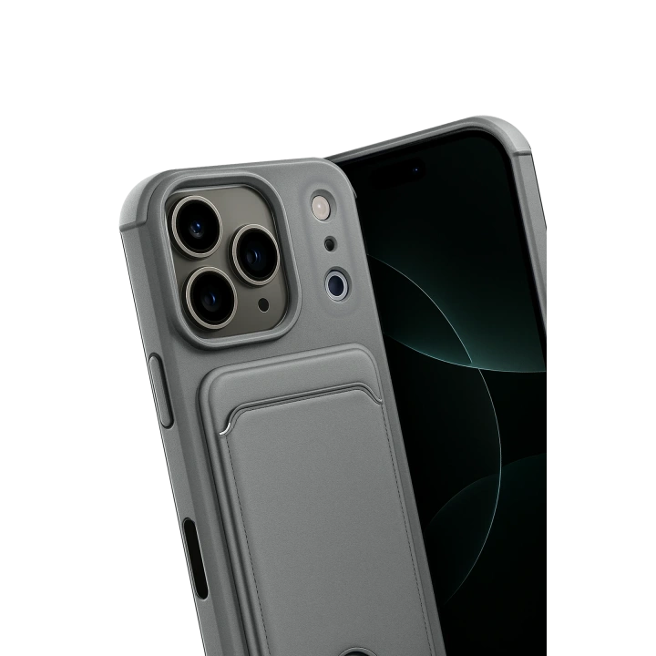 BFS  Apple iPhone 17 Pro Max Kelvin Kartvizitli Silikon - Gri