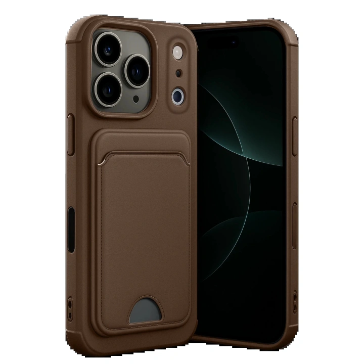 BFS Apple iPhone 17 Pro Max Kelvin Kartvizitli Silikon - Kahverengi