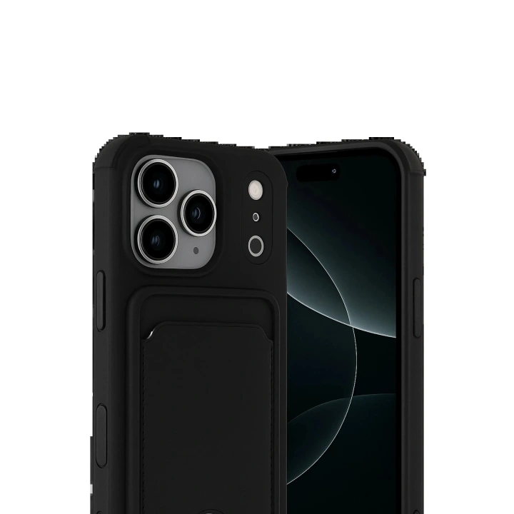 BFS Apple iPhone 17 Pro Max Kelvin Kartvizitli Silikon - Siyah