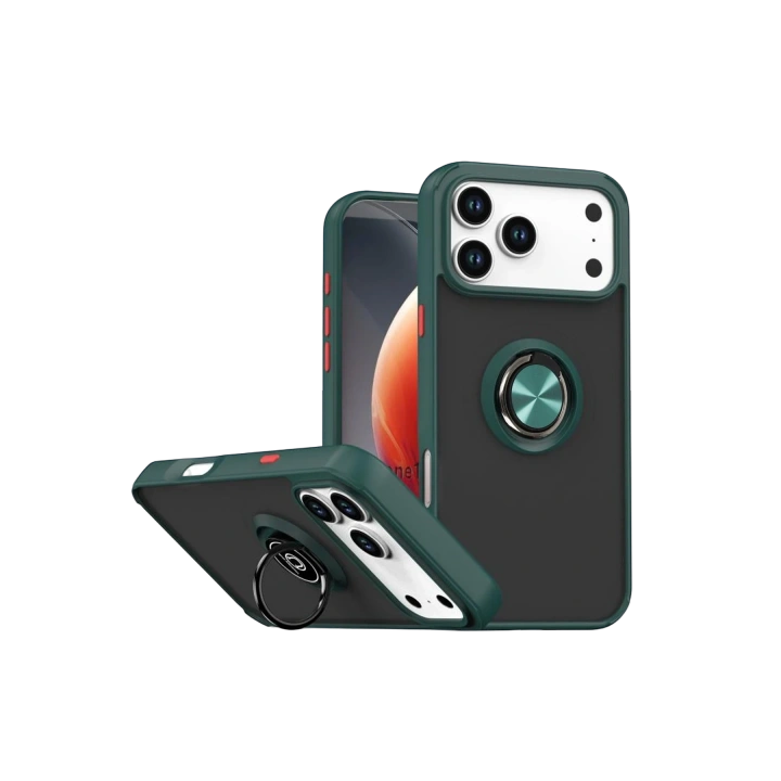 BFS  Apple iPhone 17 Pro Max Montreal Yüzüklü Silikon Kapak - Yeşil