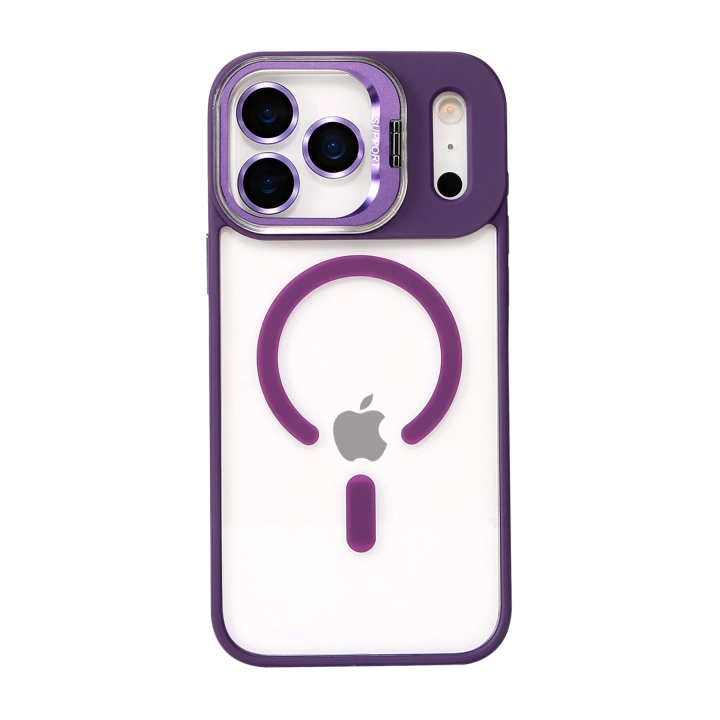 BFS  Apple iPhone 17 Pro Max Remim Lensli Magsafe Standlı Kapak - Derin Mor