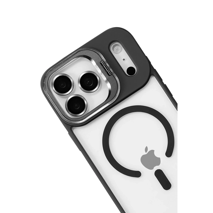 BFS  Apple iPhone 17 Pro Max Remim Lensli Magsafe Standlı Kapak - Siyah