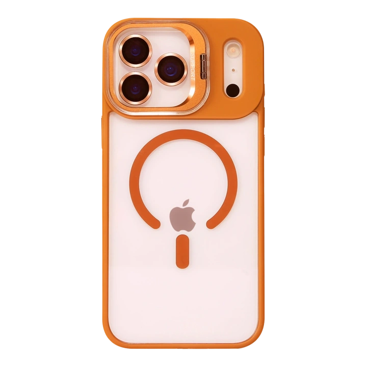 BFS  Apple iPhone 17 Pro Max Remim Lensli Magsafe Standlı Kapak - Turuncu