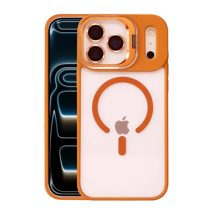BFS  Apple iPhone 17 Pro Remim Lensli Magsafe Standlı Kapak - Turuncu