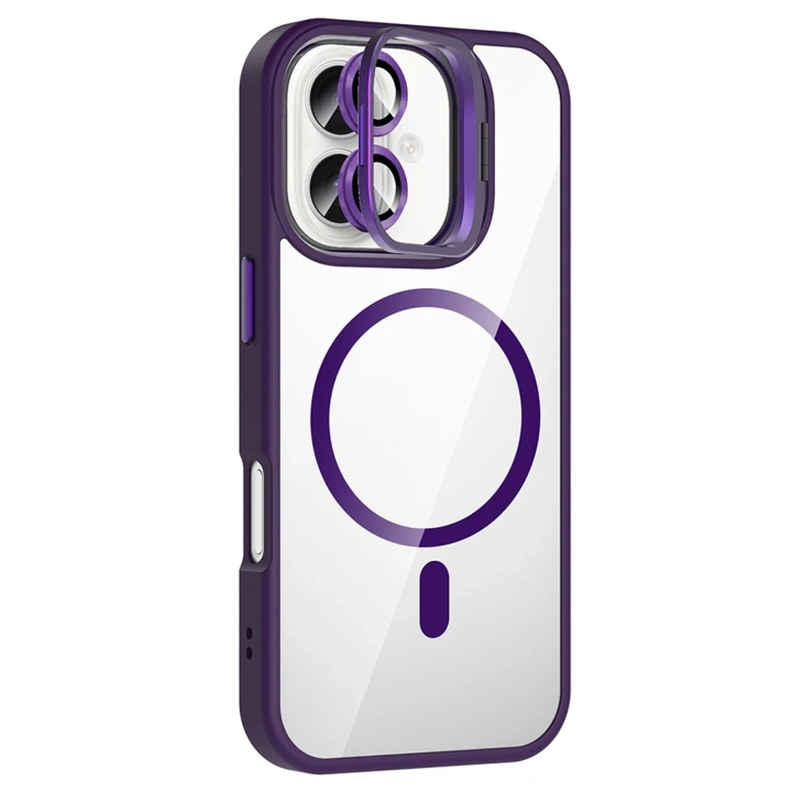 BFS  Apple iPhone 17 Remim Lensli Magsafe Standlı Kapak - Derin Mor