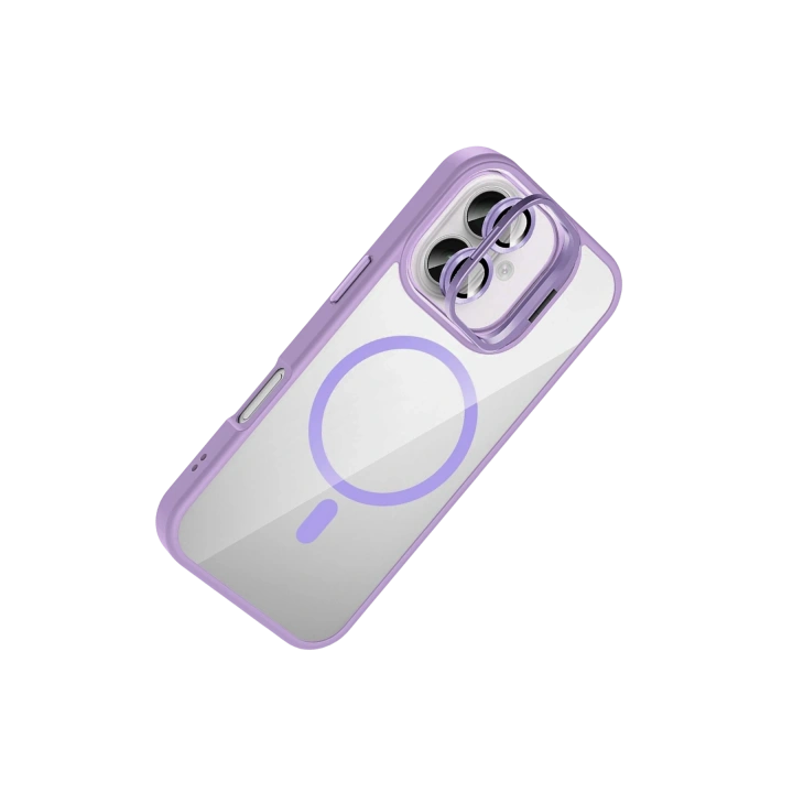 BFS  Apple iPhone 17 Remim Lensli Magsafe Standlı Kapak - Lila