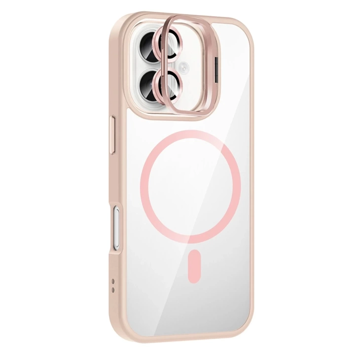 BFS Apple iPhone 17 Remim Lensli Magsafe Standlı Kapak - Pembe